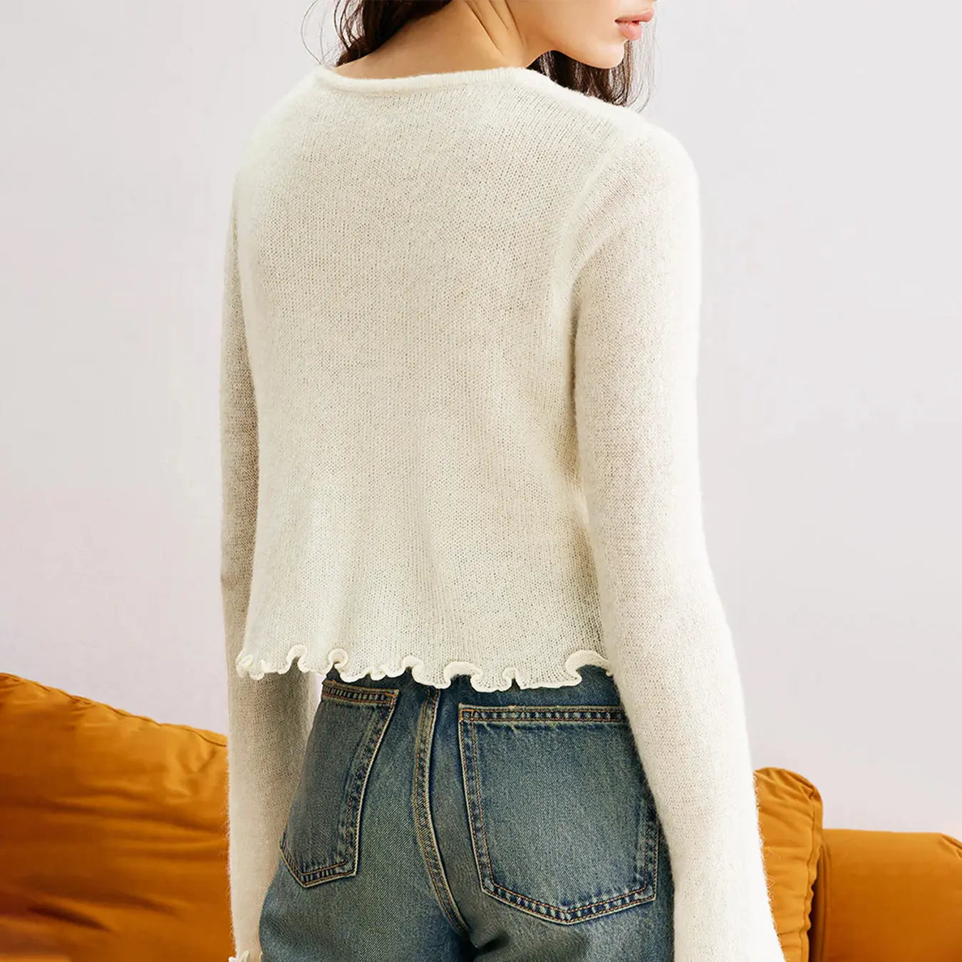 Three-dimensional Flower Slim Fit Stringy Selvedge Knitwear Nipaaj