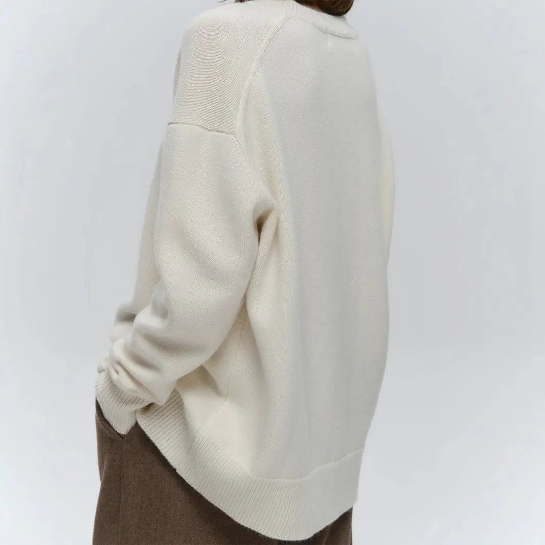 Loose And Warm Simple Pullover Solid Color Knitted Sweater Nipaaj