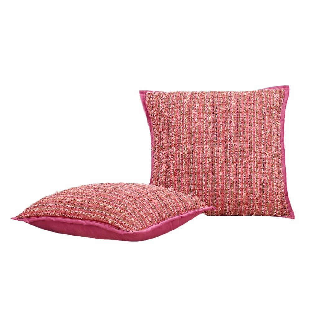 Rose Red Jacquard Girly Style Pillow Sofa Living Room Nordic Ins Cream Style Throw Pillowcase