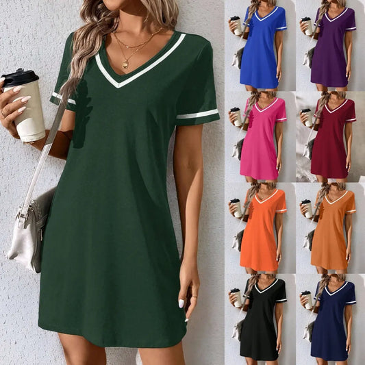 Women's Dress Black V-neck Casual Short Sleeve Dress null