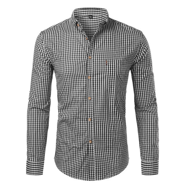 Men's Small Plaid Shirt Spring And Autumn Long Sleeves
