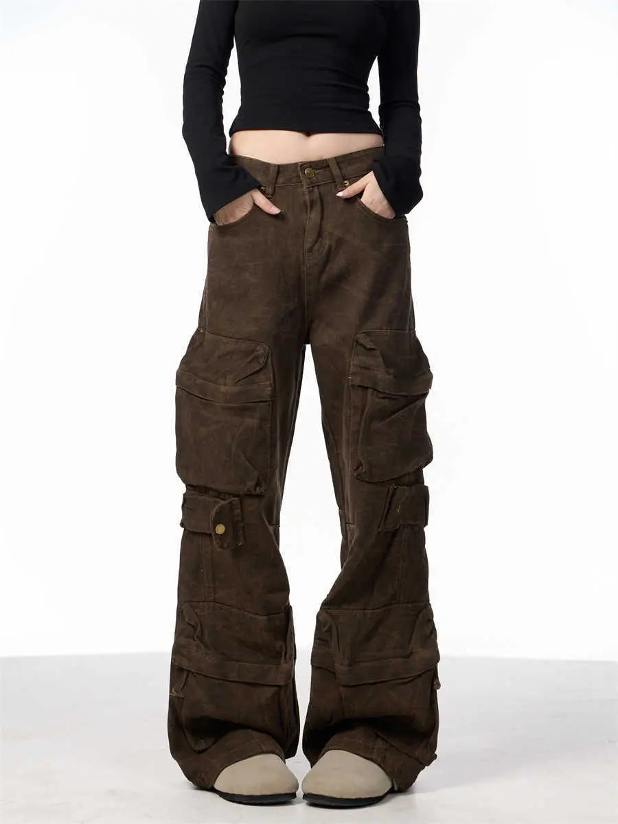 Camouflage Cargo Pants Women's Loose Wide Leg Jeans Nipaaj
