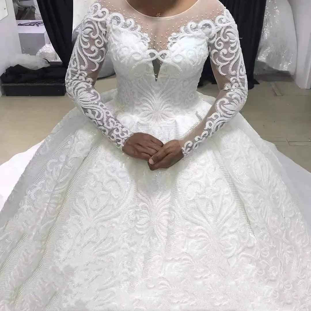 Ball Gown Wedding Dress Long Sleeves Bridal Gown Nipaaj
