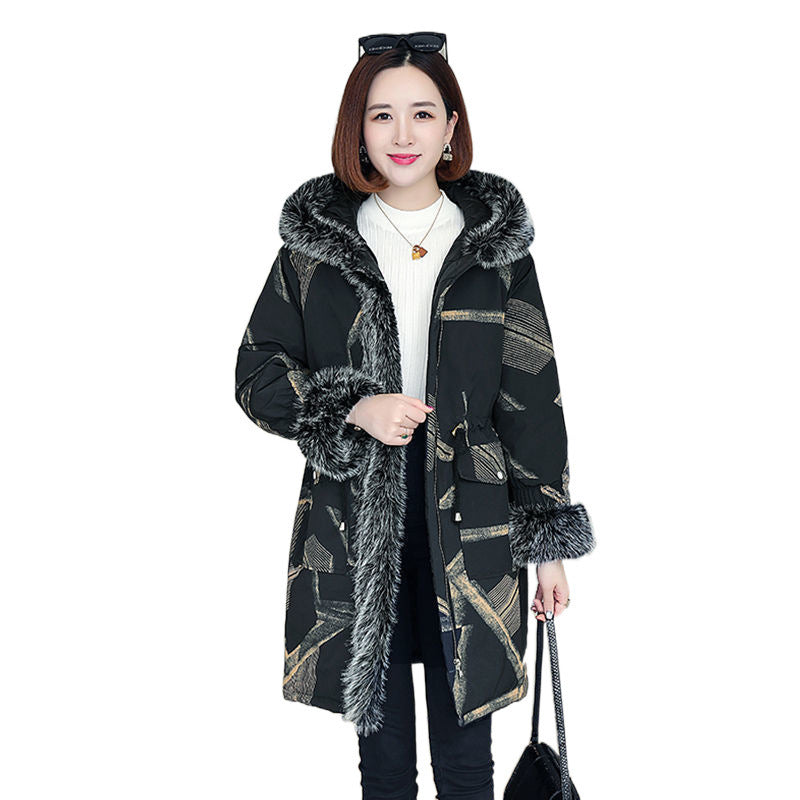 Autumn And Winter Parka Leather Women's Mid-length
