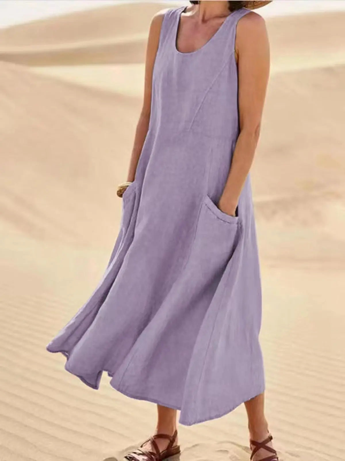 Summer Sleeveless Long Dress With Pockets Fashion Casual Loose Dresses Women's Clothing null