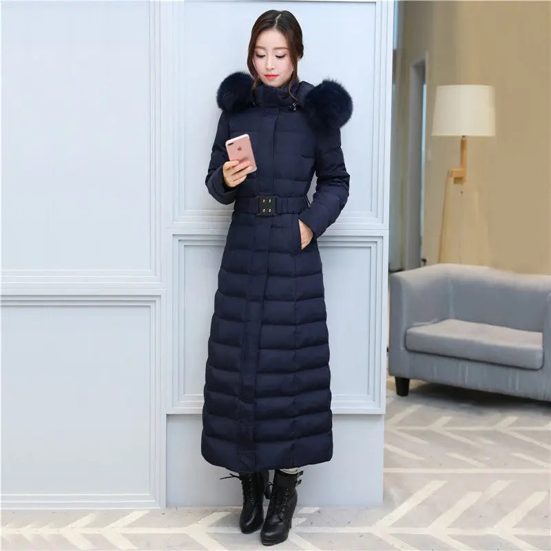Belt super long down jacket null
