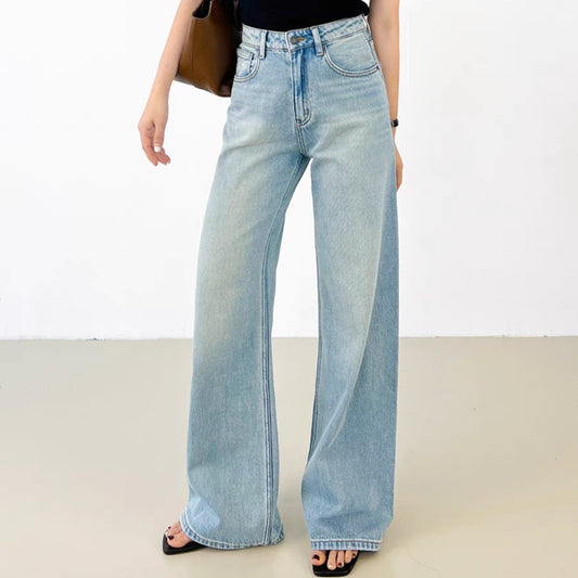 Women's Retro Washed Loose Straight Jeans