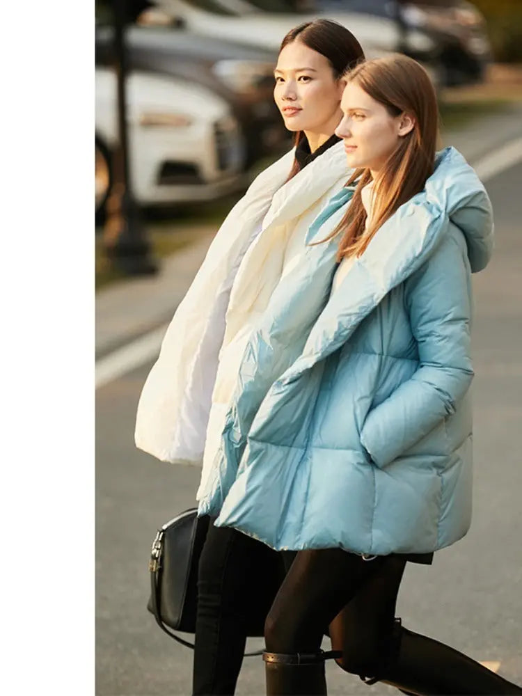 Light Hooded White Duck Down Jacket null