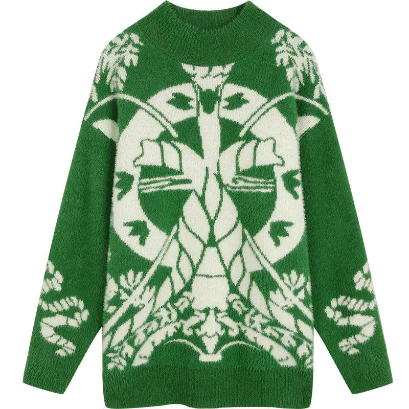 Loose Round Neck Lazy Style Outer Wear Long-sleeved Sweater Nipaaj
