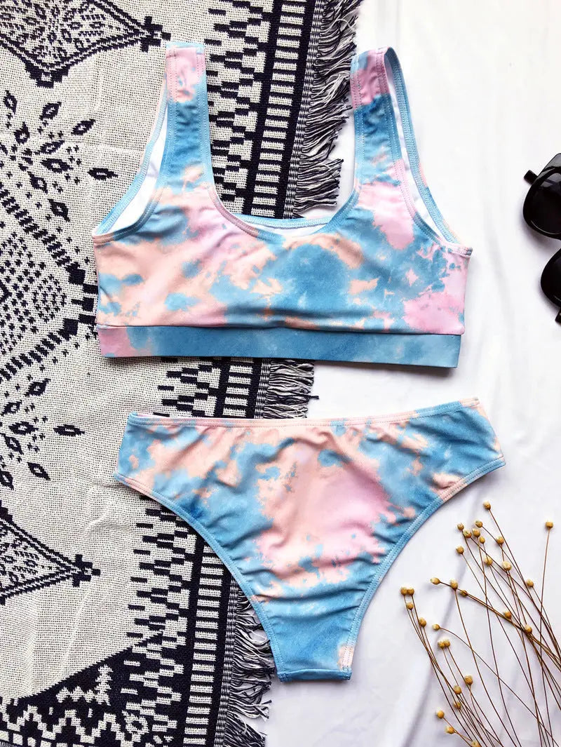 Sexy Tie-dye Print Bikini Women Bikini Set Push Up Swimsuit Female Biquini Brazilian Bathing Suits Beach Wear Swimming Suit null