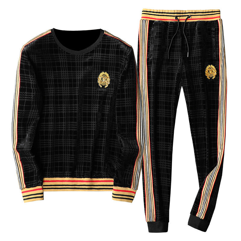 Trendy embroidery men's casual sports suit