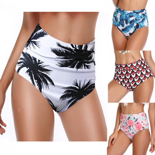 Women's High Waist Swimming Trunks Sexy Slim Pattern Swimming Trunks
