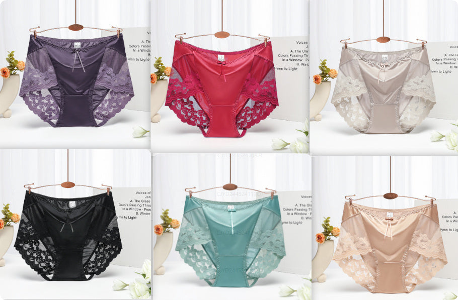 Women's Silk Satin Splicing Lace Grenadine Underwear
