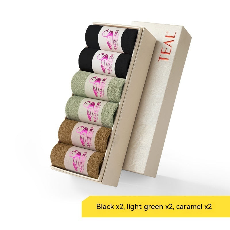 Pure Cotton Handmade Boneless Suture Antibacterial Deodorant Four Seasons Mid-calf Length Women's Socks