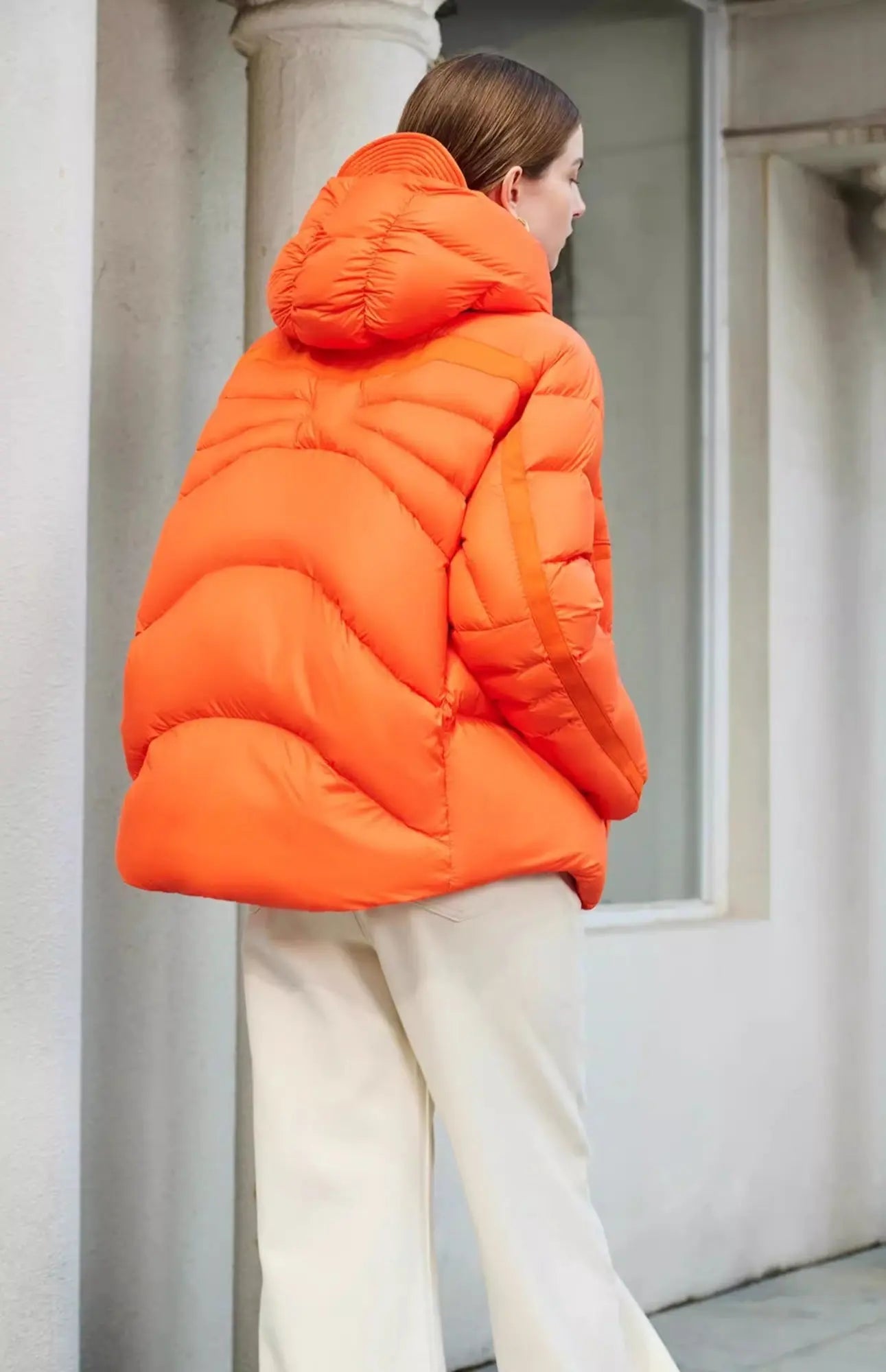Short White Duck Down Hooded Down Jacket Women null