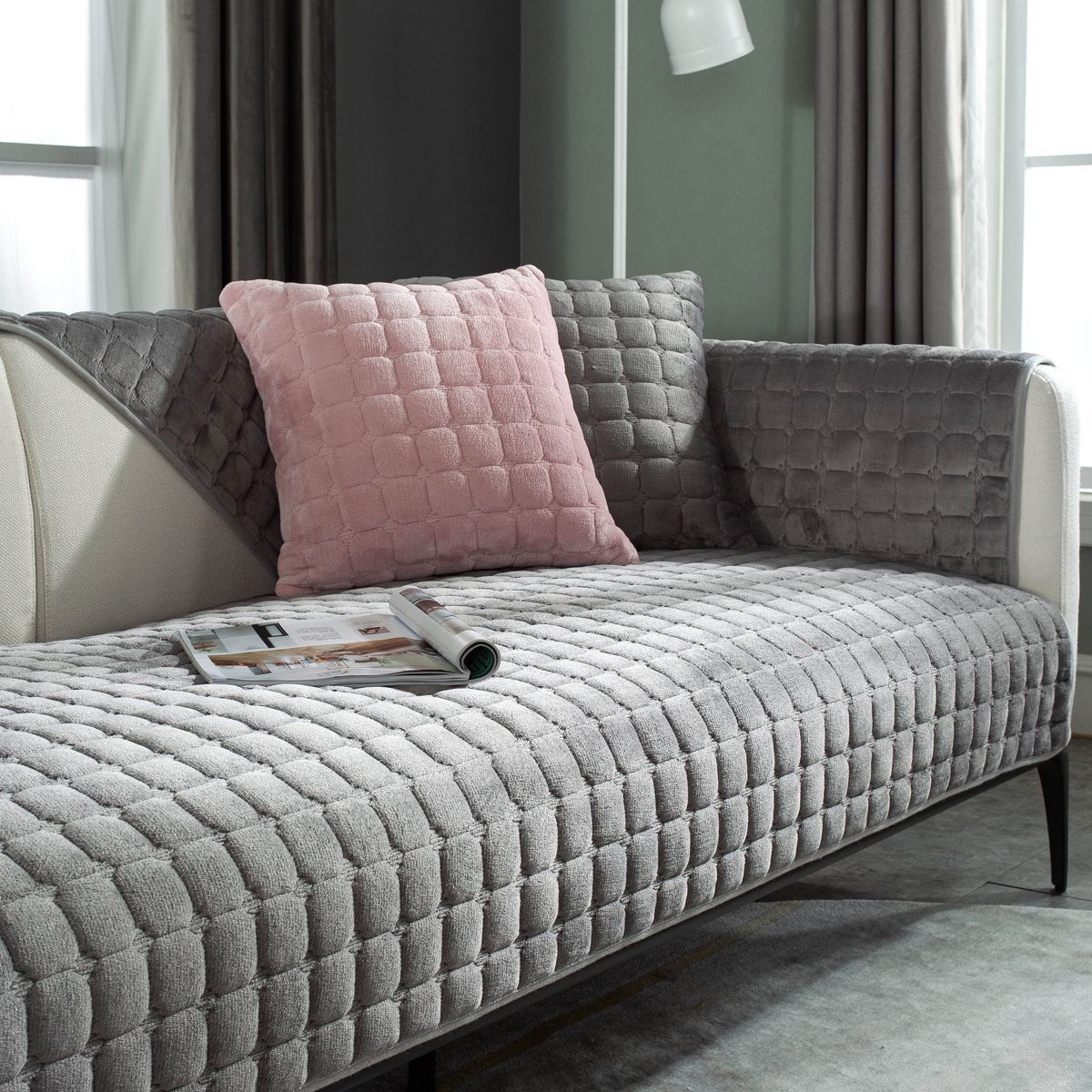 Cross-border Thickened Fleece Sofa Cushion Non-slip Cushion Autumn And Winter