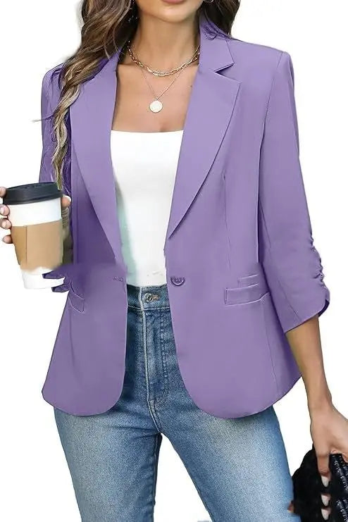 Solid Color Lightweight Slim Suit Jacket null