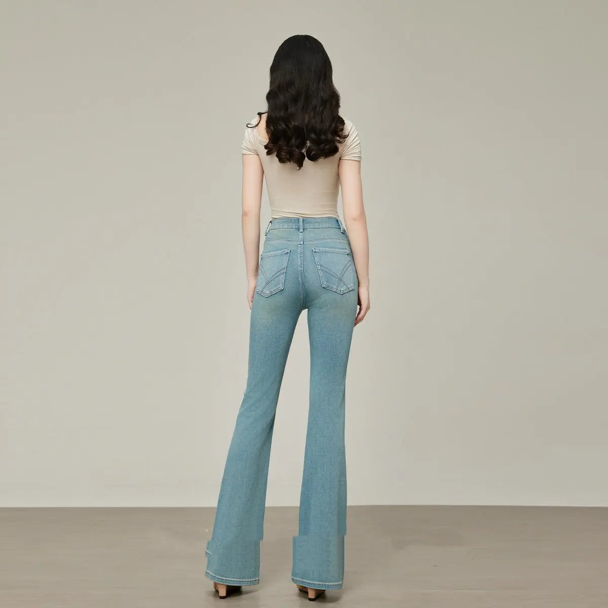 Skinny Jeans Women's High Waist Spring Summer  Small Flared Pants Light Color Nipaaj