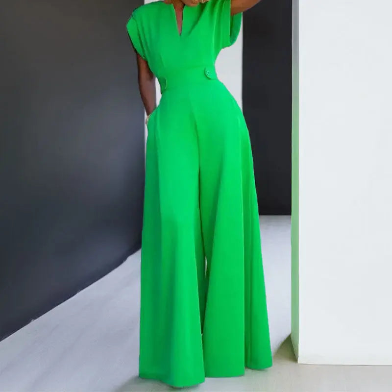 Graceful And Fashionable Solid Color High Waist Wide Leg Pants null