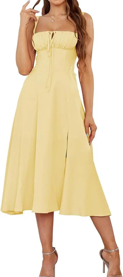 Mid-length Corset Elegant Slit Lace-up Women's Outing Leisure Dress null