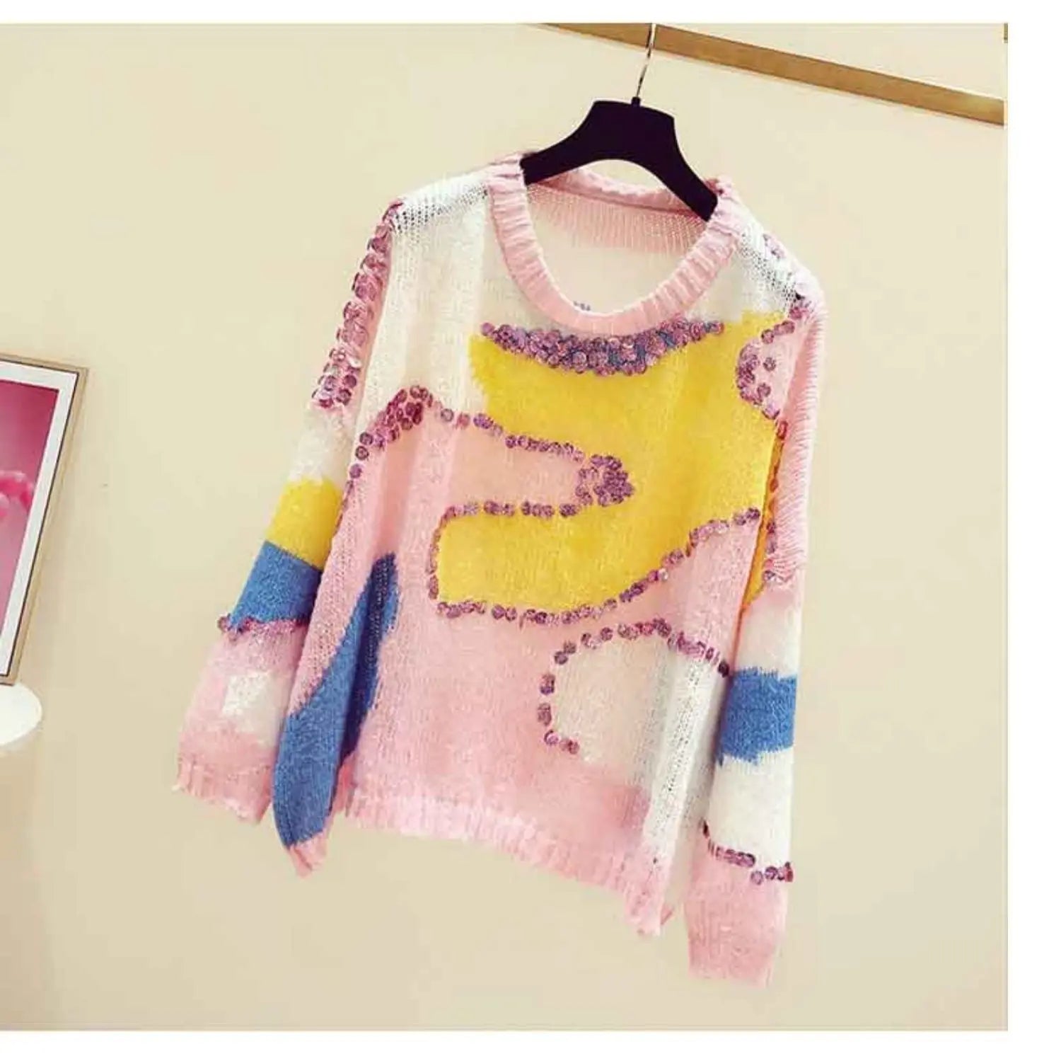 Contrast Color Loose And Slim Sweater Nipaaj
