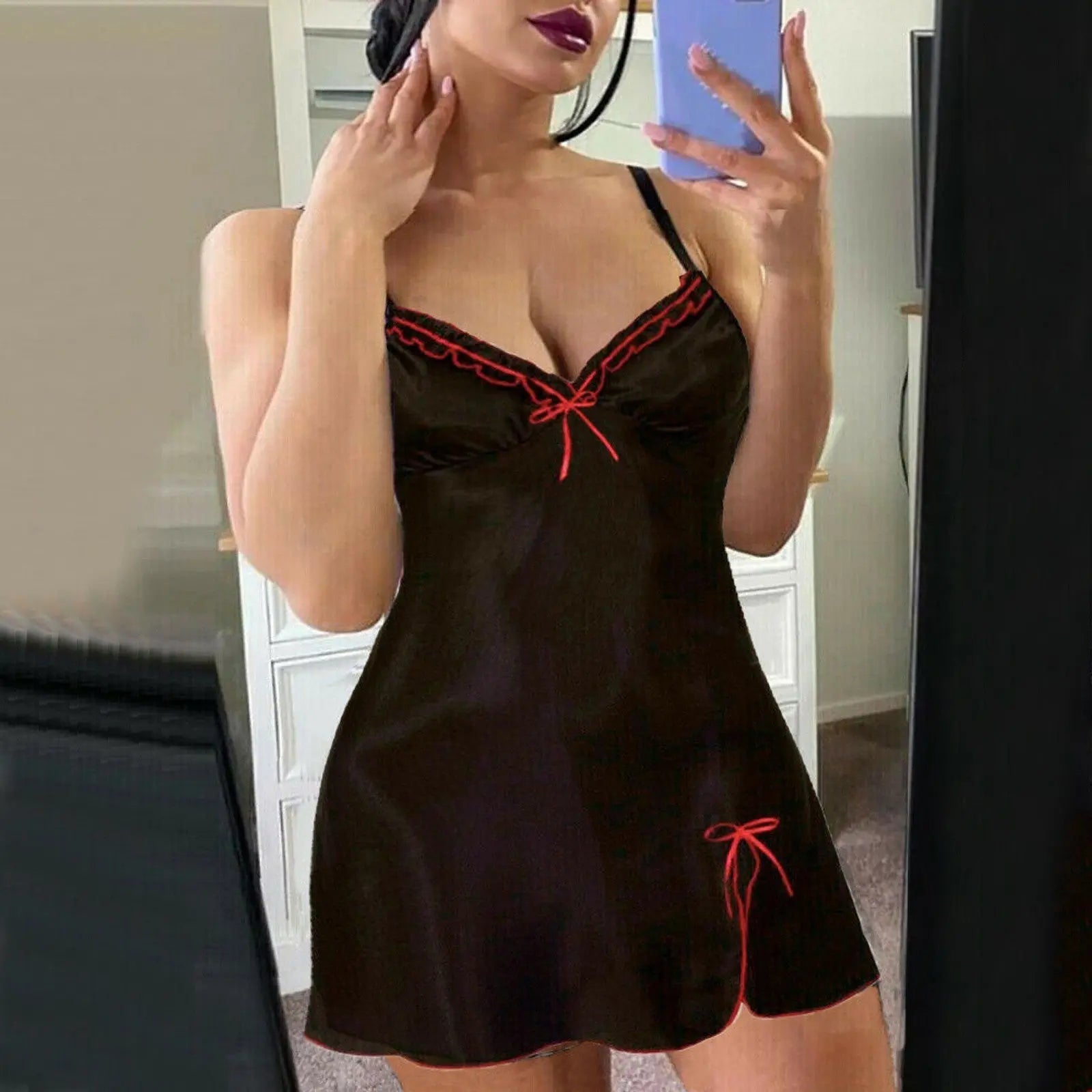 Sling Nightdress Women's Lace Home Pajamas Nightwear Nipaaj