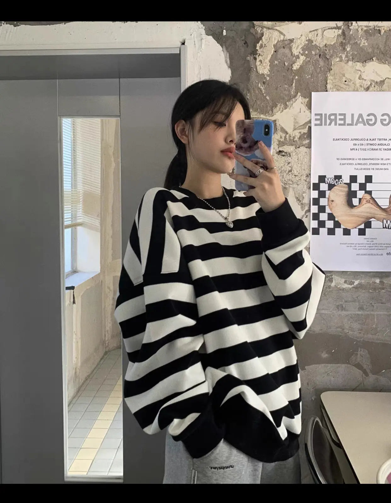 Fashion Striped Pullover Sweatshirt Women Nipaaj