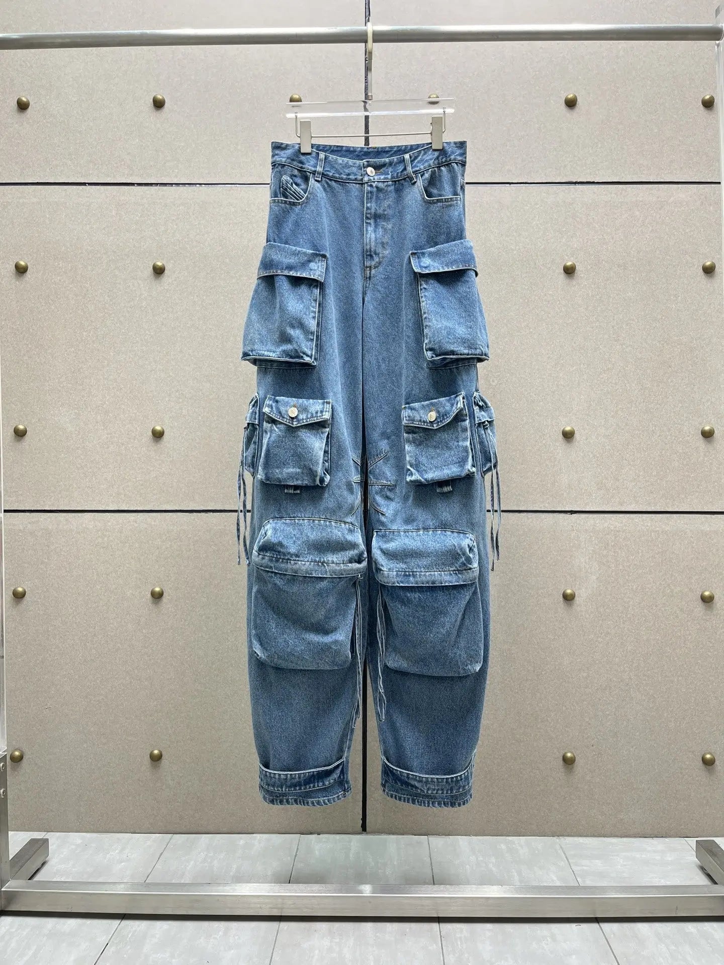 Women's Wide-leg Jeans With Multiple Pockets Nipaaj