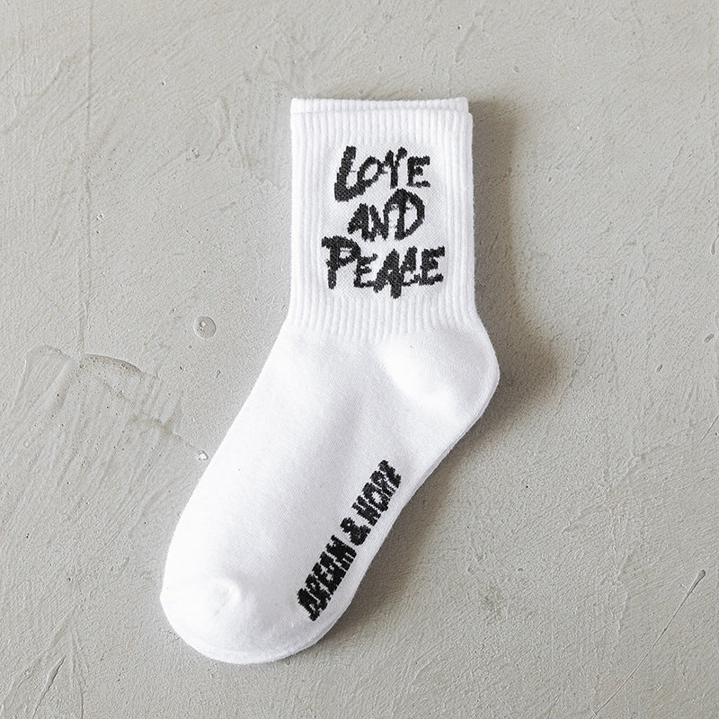 Women's Autumn And Winter Cartoon Illustration Japanese Style Mid-calf High Length Cotton Socks