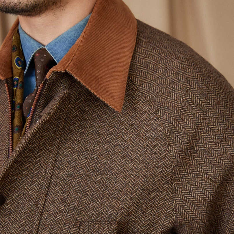 Wool Safari Jacket All-matching Stitching Collar Warm Retro Coat