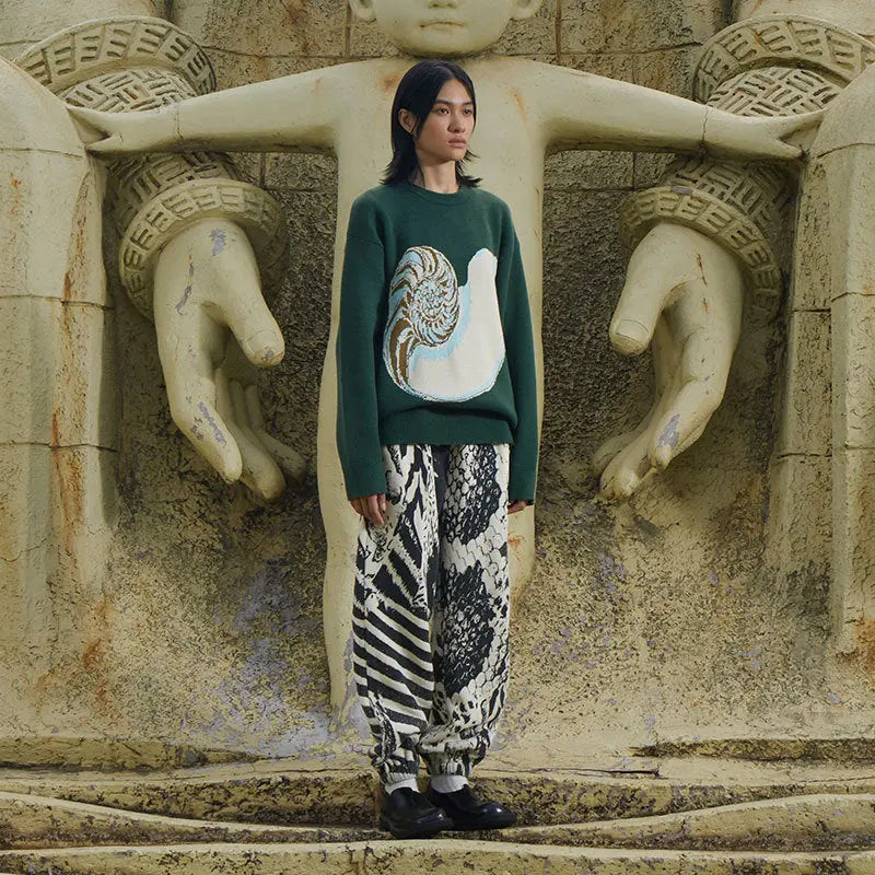 Ladies Casual Fashion Conch Pattern Sweater Nipaaj