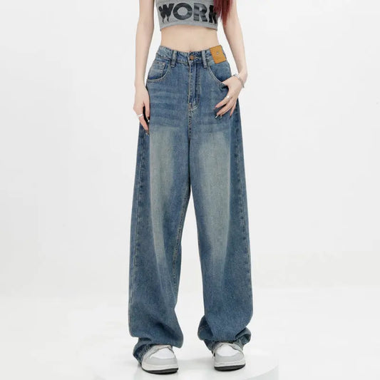 Blue Retro Straight Loose Jeans Nipaaj
