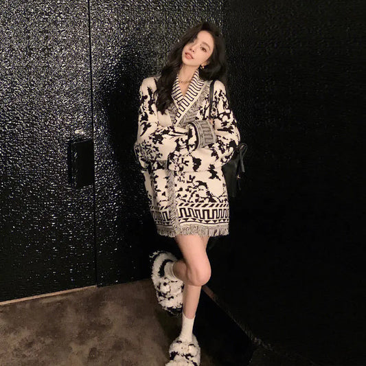 Knitted Cardigan Slouchy Sweater Female Nipaaj