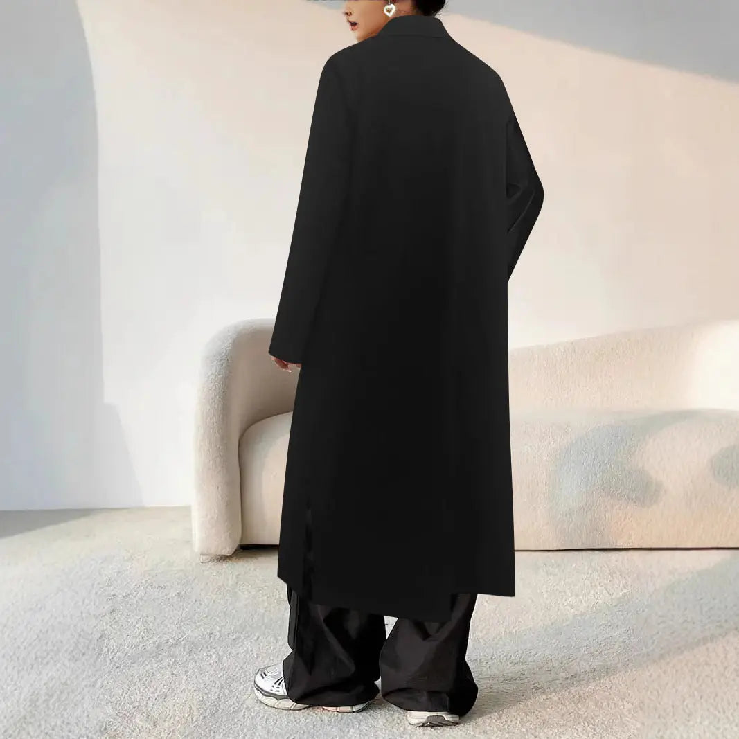 Long Below The Knee Trendy Solid Color Women's Trench Coat null