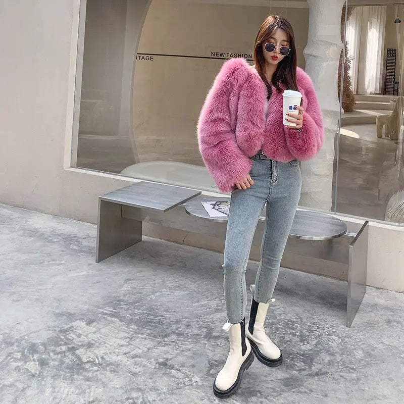 New Whole Skin Fox Fur Coat Female null