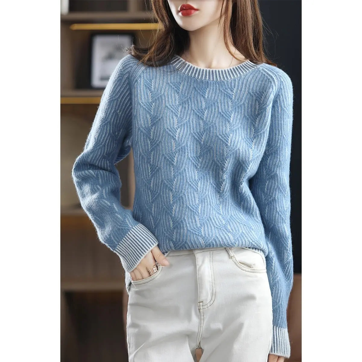 Women's Round Neck Pullover Thickened Cashmere Sweater Nipaaj