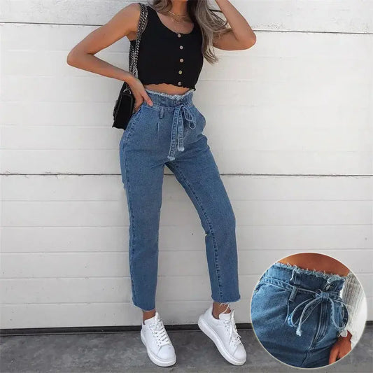 High-waisted Washed Pencil Pants Spring Sexy Temperament European And American Plus Size Denim Jeans For Women Nipaaj