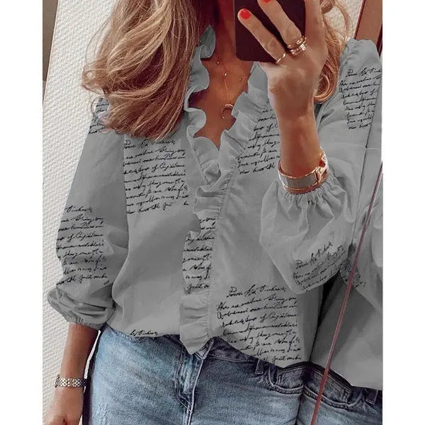 European and American new long-sleeved ruffled shirt Nipaaj