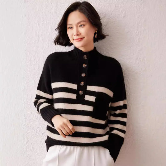 Cashmere Sweater Striped Sweater Nipaaj
