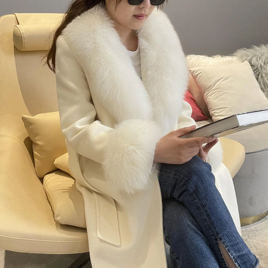 Fox Fur Leader Mouth Detachable Green Fruit Collar Double-sided Coat null