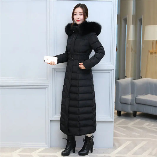 Belt super long down jacket null