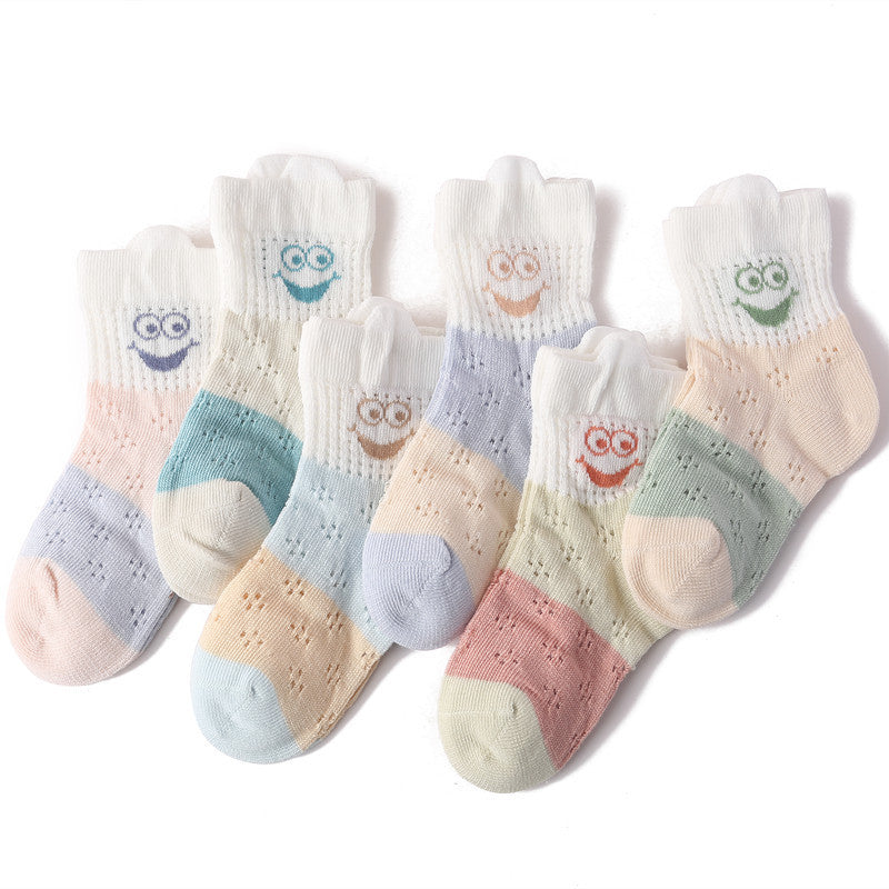 Ultra-thin Children's Socks Three-dimensional Pure Cotton Mesh Breathable Sweat Absorption