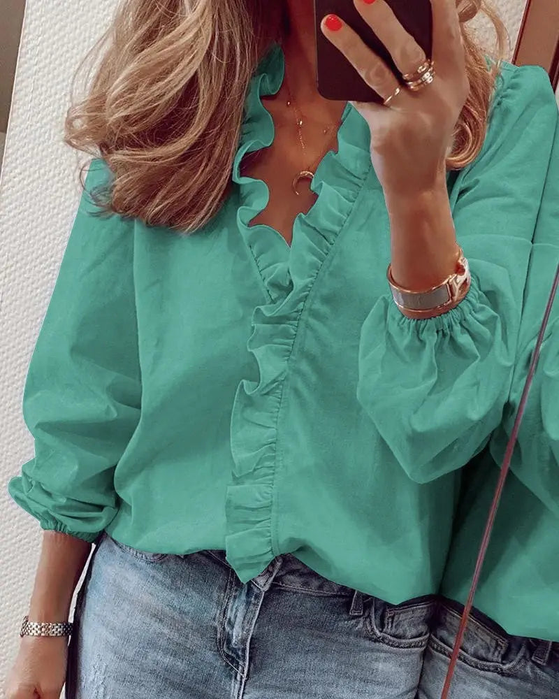 European and American new long-sleeved ruffled shirt Nipaaj