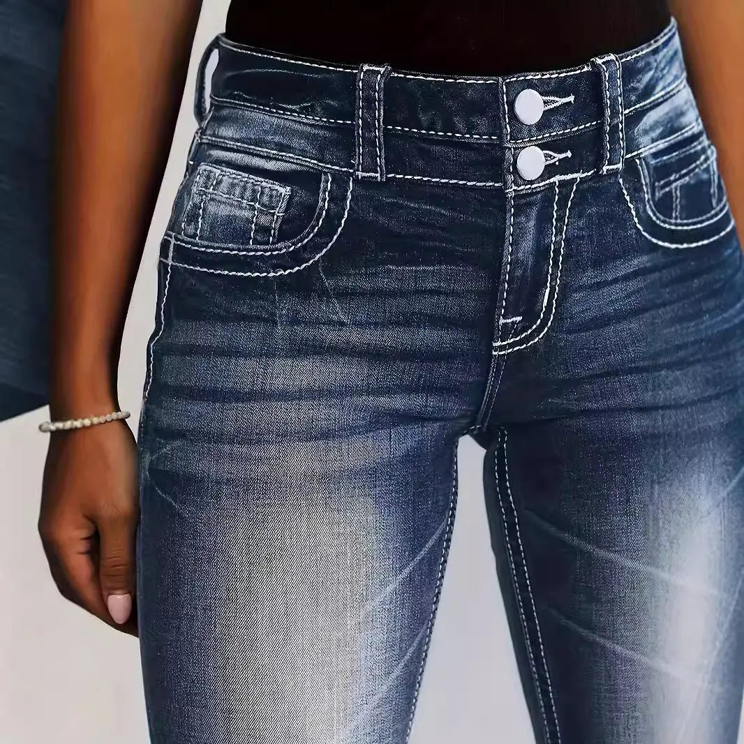 Women's Jeans High Waist Straight Slim Fit Slimming Versatile Nipaaj