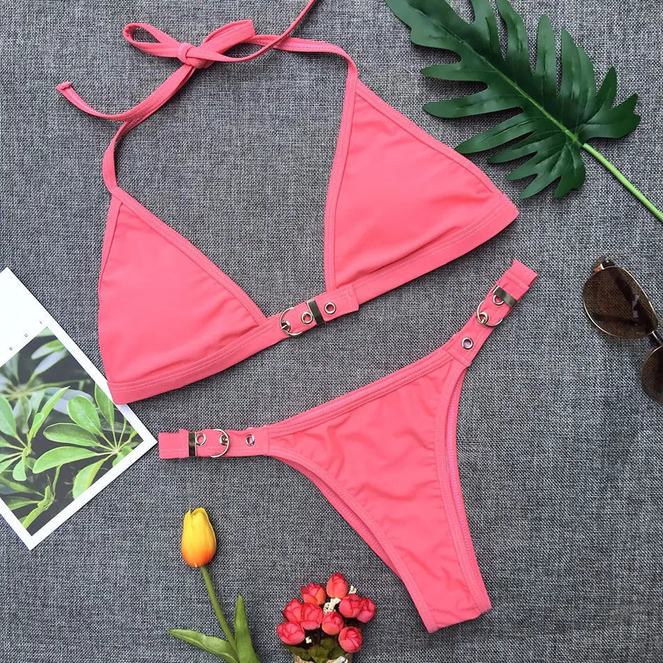 Swimwear Adjust Swimming Suit for Women Bikinis Sexy Solid Swimsuit Female Black Thong Bikini Set Brazilian Bathing Suits null