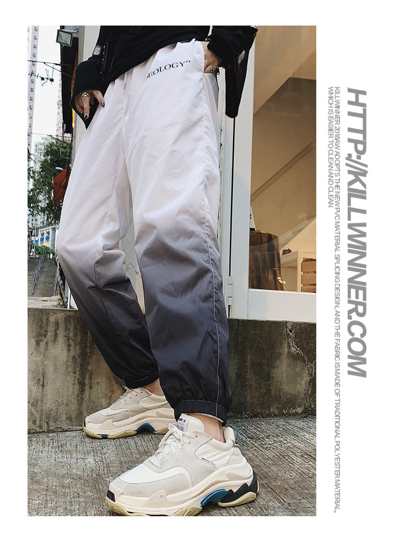 Gradient beam pants national tide men and women lovers ins street hip hop pants