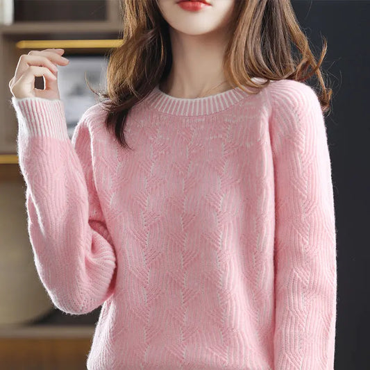 Women's Round Neck Pullover Thickened Cashmere Sweater Nipaaj