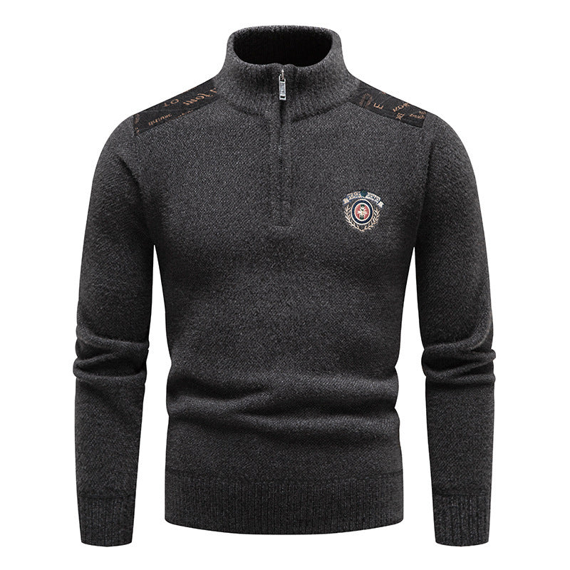 Velvet Stand Collar Thickened Men's Clothing Sweater