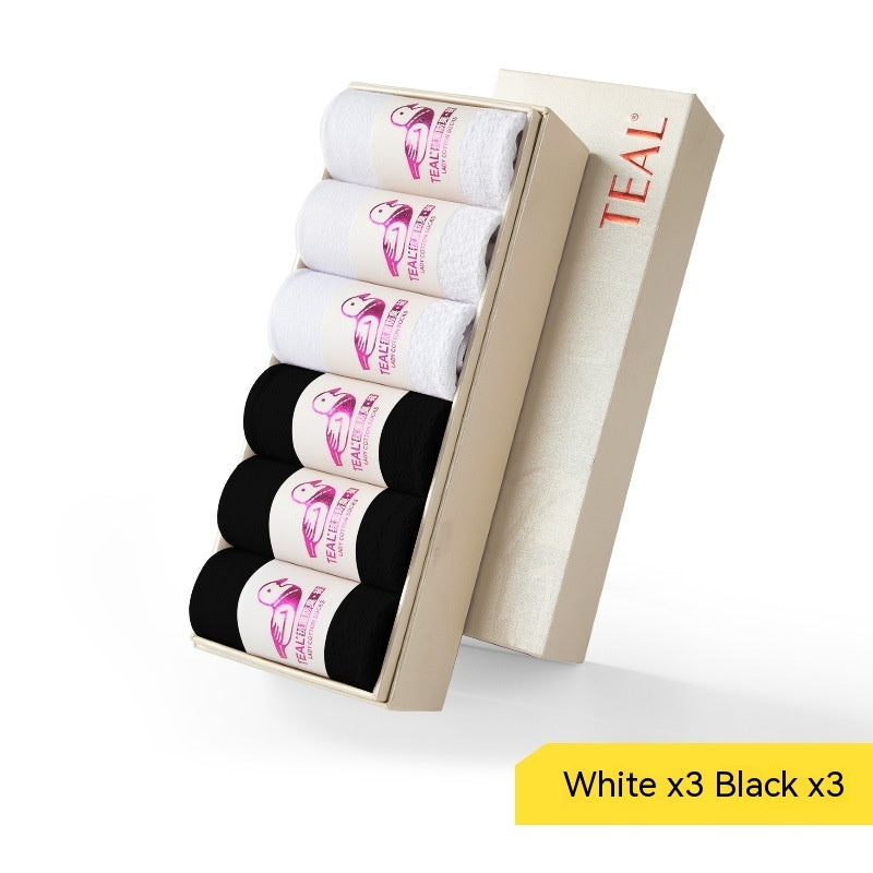 Pure Cotton Handmade Boneless Suture Antibacterial Deodorant Four Seasons Mid-calf Length Women's Socks