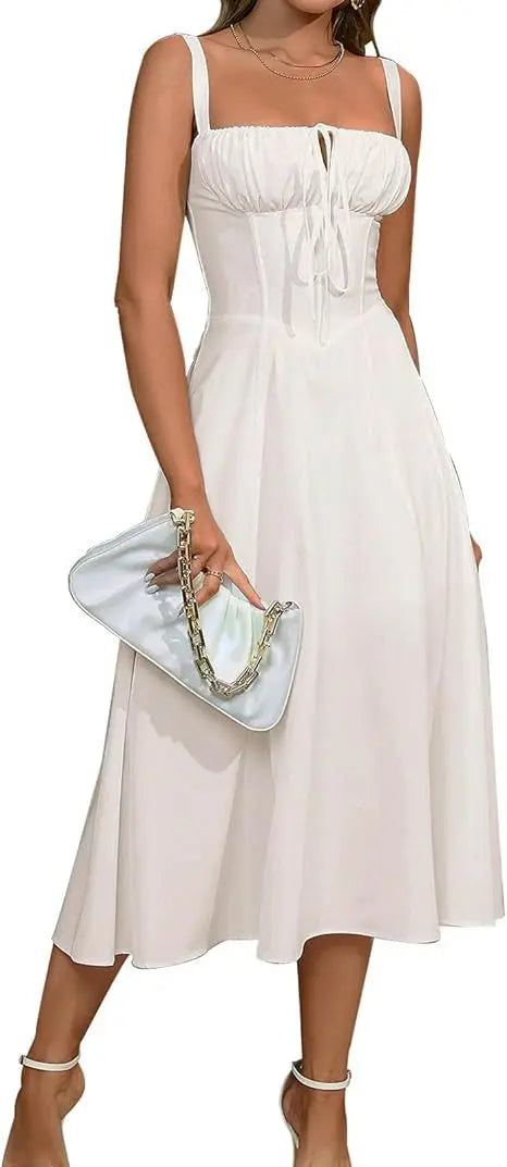 Mid-length Corset Elegant Slit Lace-up Women's Outing Leisure Dress null